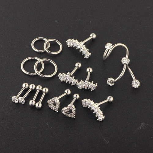 Juegos De Aretes De 16 Piezas, Piercing A La Moda, Elegante,