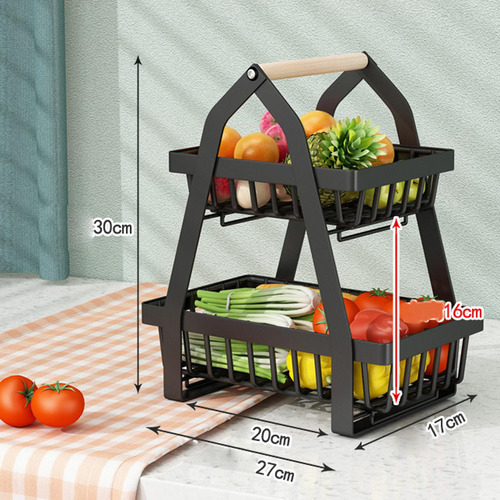 Cesta De Alambre De Metal Desmontable Con Mango De Madera