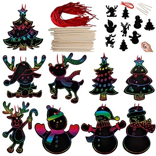 72 Piezas De Adornos Navideños Rascar De Color Arcoír...