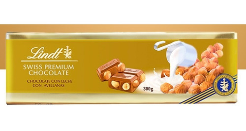 Lindt Chocolate C/ Leche Suizo Con Avellana 2 Barras 300 Gr