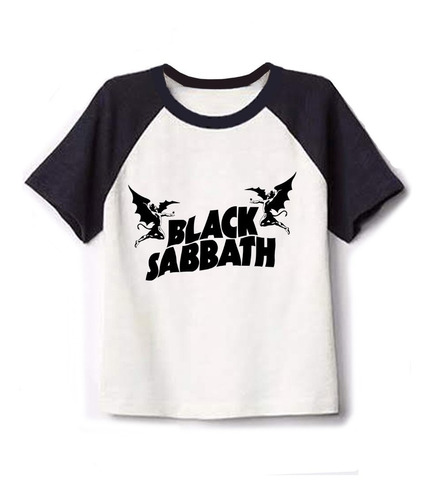 Remera Combinada Black Sabbath ! Rock-metal-niños-