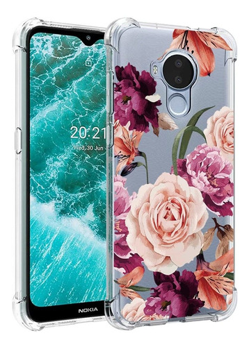 Funda Para Nokia C30 Transparente Delgada Diseño Flor Morada