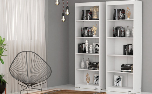Imagen 2 de 4 de Biblioteca Con Estantes Moderna 5 Estantes Hogar Oficina