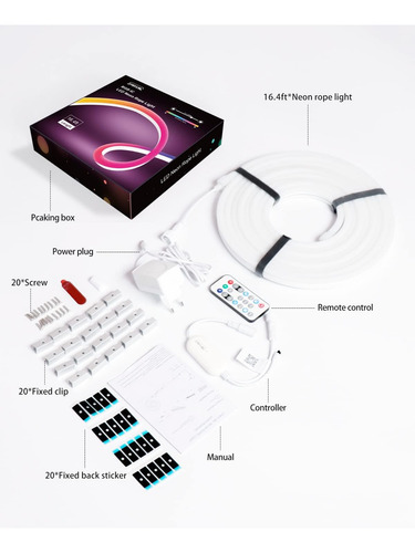 Luz De Cuerda De Neón Lpmylmc Con Chip Ic, Flex De Neón Led