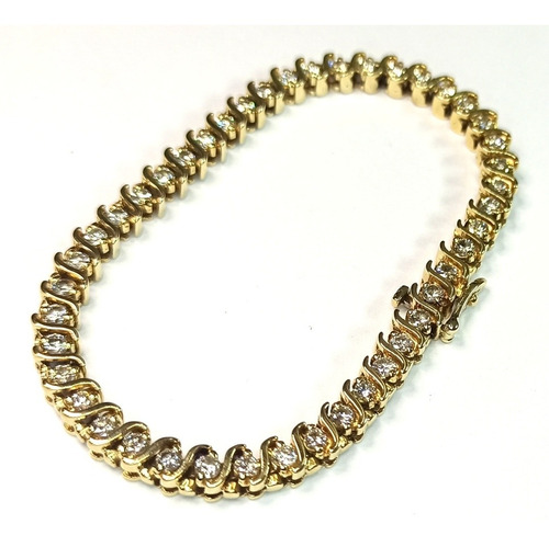 Pulsera Dama Oro 14k 44 Brillantes Reales 2,6kilates Unica!