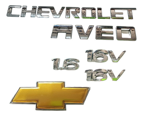 Kit Emblemas Chevrolet Aveo 1.6 Logo Compuerta 