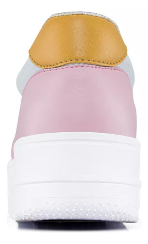 Zapatillas de niña en blanco bajas con detalles rosa pastel