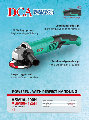 Amoladora Angular 4.5 1020w 115mm D22mm M Largo/asm07-115h