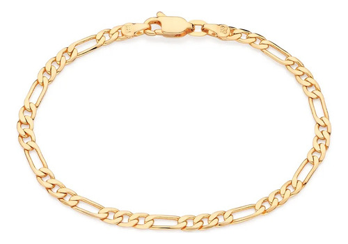 Pulsera De Oro 18k Laminada Para Hombre Mujer Eslabon 3x1  