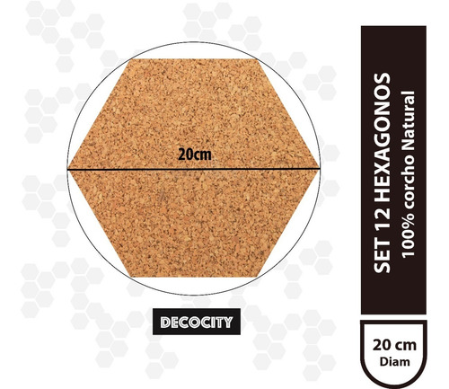 Set Hexágono Corcho X 12 Unidades 4mm + Chinches