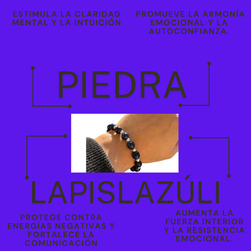 Pulsera Lapislázuli Natural Con Plata 925 Armonía Protección Azul 19 Cm