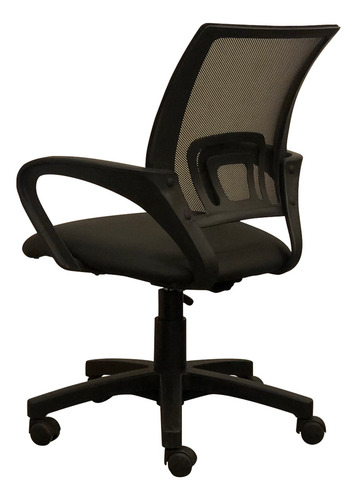 Silla de escritorio Tisera F03 ergonómica negra con tapizado de cuero sintético y mesh