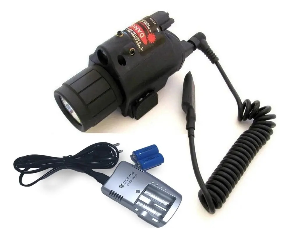 Lanterna Tática Led Laser Rv Novidades Airsoft 200lm Preto