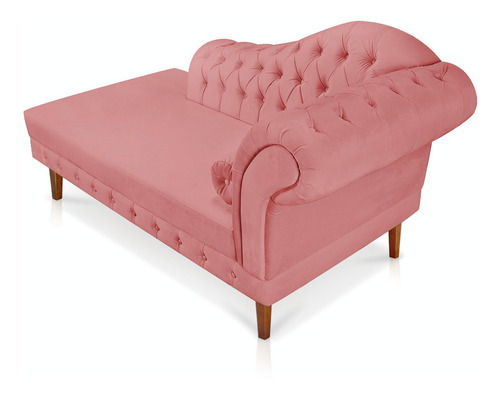 Divã Recamier Mônaco 165 Cm Suede Pés Chanfrado D'rossi Cor Rose