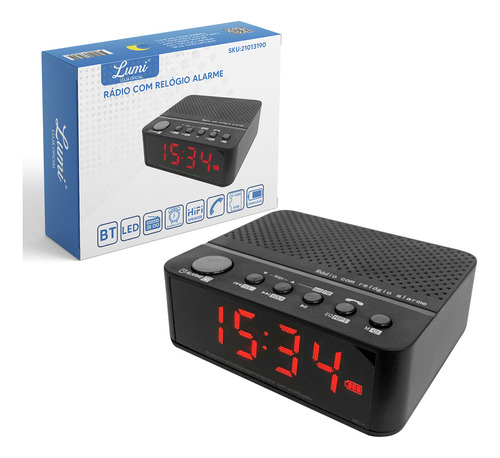 Relógio Despertador Digital Elétrico De Mesa Rádio Am/fm Lumi