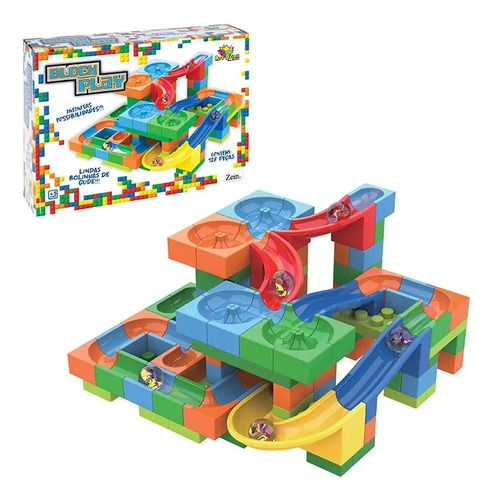 Pista De Blocos Com Bolinhas De Gude Bloch Play 128 Peças