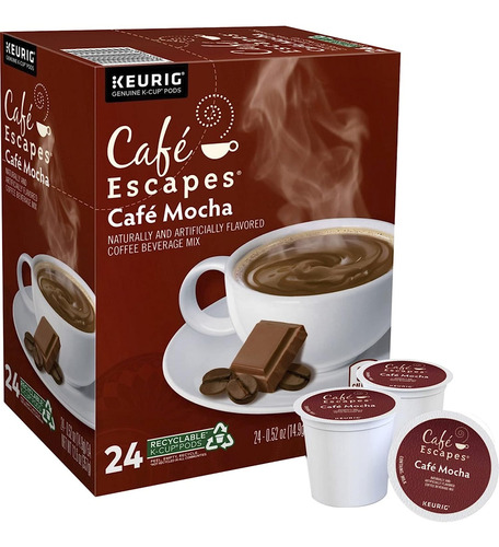 Cafe Escapes K-cup De Café De Una Sola Porción, Café Moca, 