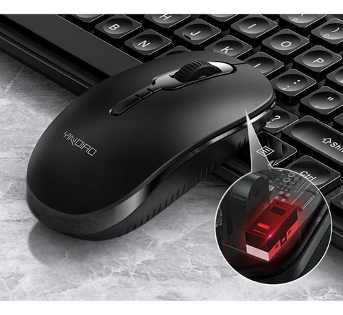 Teclado Sem Fio E Mouse Pente 2.4ghz Teclado Sem Fio Preto