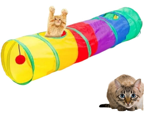 Imagem 1 de 4 de Toca Túnel Para Gatos Brinquedo Interativo Colorido Para Pet