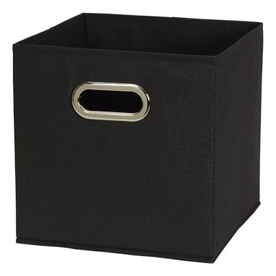 Contenedores Plegables Tela, Juego 6 Cubos Asas, Color Negro