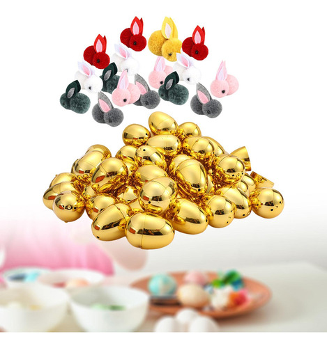 Huevos De Pascua Dorados Con Conejos For Rellenar 16 Piezas