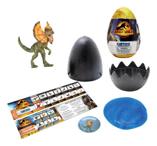 Huevo Con Dinosaurio, Slime, Moneda Y Guia Jurassic World Do
