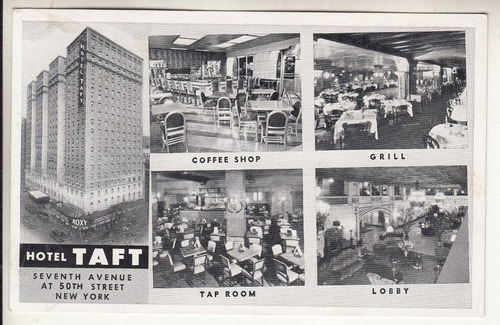 Antigua Postal New York Hotel Taft Times Square Vintage