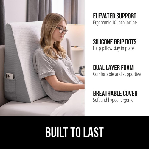 Almohada Bed Wedge Gorilla Grip, Espuma Viscoelástica Ergonó