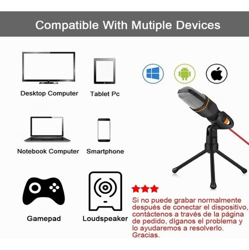 Microfone Condensador Com Divisor De Áudio E Tripé Antiderra