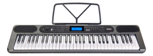 Kit Teclado Musical Kobe Kb-400 61 Teclas Sensíveis Completo Cor Cinza