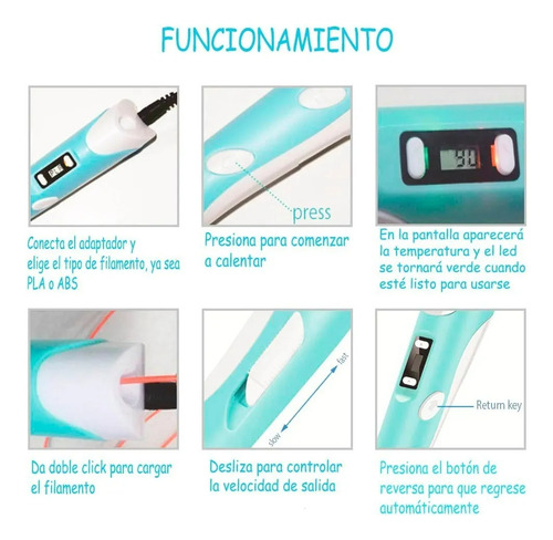 Pluma De Dibujo 3d Con Display Con Filamentos De Colores