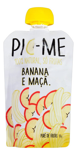 Purê De Frutas Sem Açúcar Sabor Banana E Maçã 100g - Pic Me