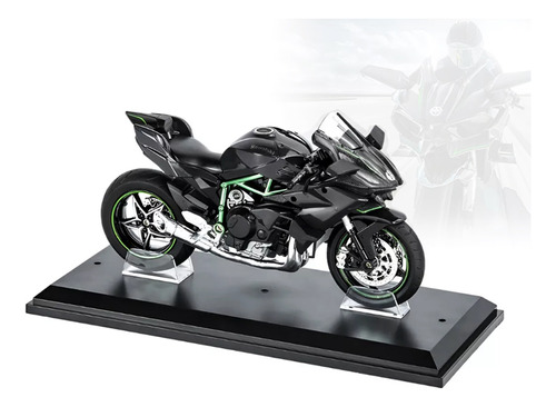 Kawaski H2r Miniatura Moto Metal Con Luz Y Sonido Base 1:12