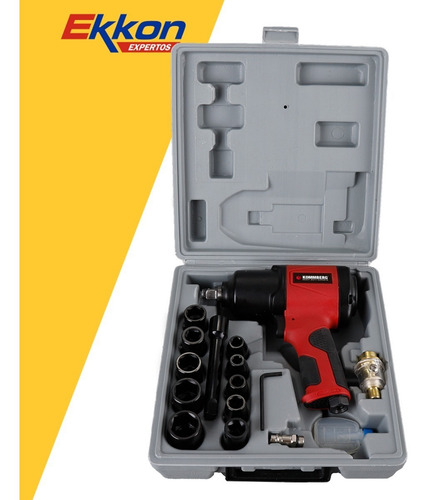 Imagen 3 de 10 de Llave Impacto Neumática Kommberg 1/2 D/martillo 750nm Kit 17