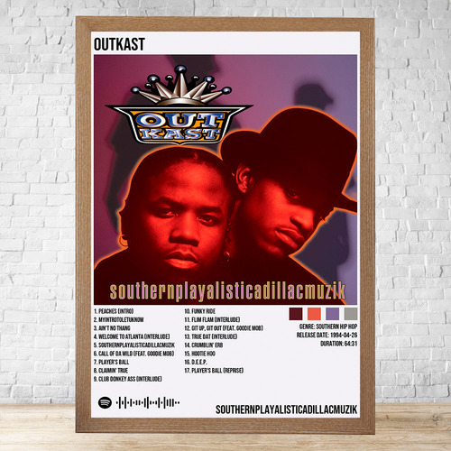 Cuadro Outkast 30x40 Vidrio Marco Madera Desmontable C739 Marrón Claro Clasico