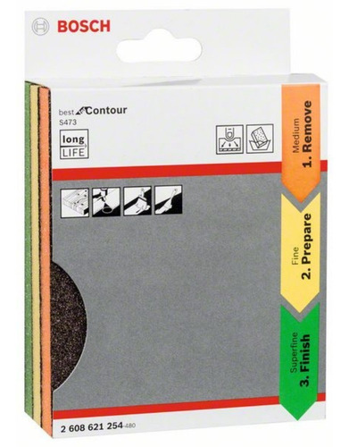 Imagen 2 de 9 de Lija Esponja Abrasiva Lavable Bosch Contornos X 3 U. Sf F M