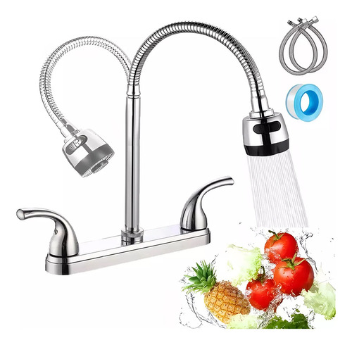 Grifo Llave Mezcladora Doble Comando Para Fregadero Cocina