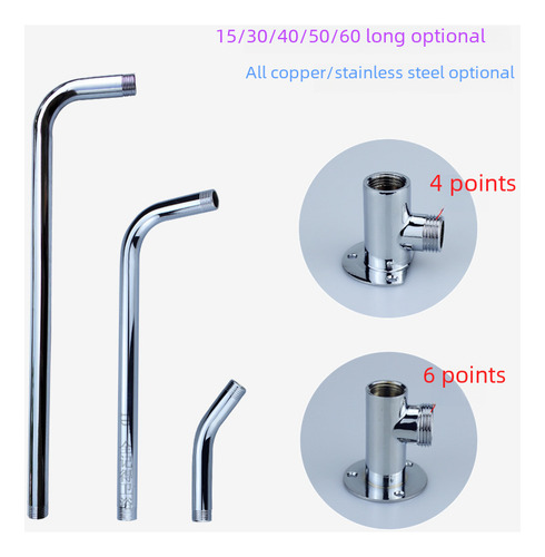 Brazo De Regadera Acero Inoxidable 60 Cm 4 Válvulas Claras