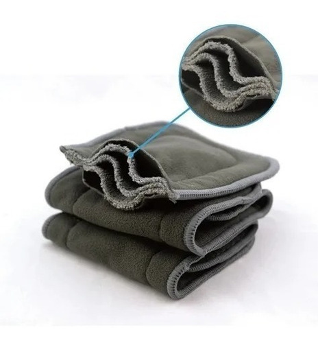 Imagem 2 de 6 de Kit Fralda Ecologica Absorvente De Carvão De Bamboo Bebê