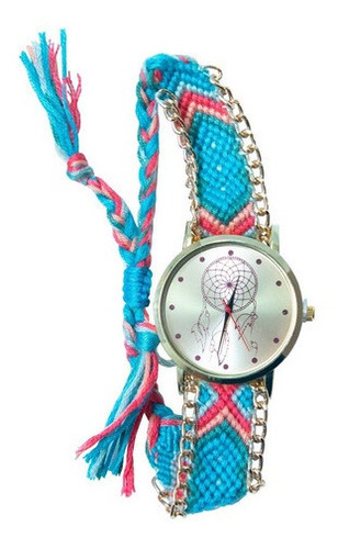 Reloj Dama Artesanal Pulsera De Tela Tejida A Mano Ajustable