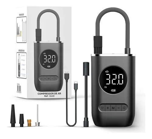 comprar Mini Compressor Digital Rezzet Bomba De Encher Pneus Portátil Para Carro Bicicleta Motocicletas Preto Com Calibrador