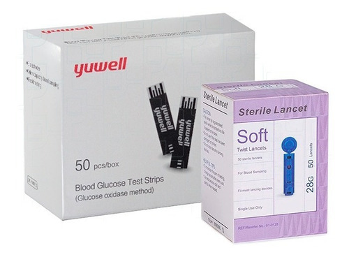 Imagen 1 de 6 de 100 Cintas Tiras Reactiva 100 Lancetas Yuwell - Topmedic