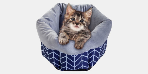 Cama Cesto De Gato E Cachorro Listrado Grande Home Zoo Cor Rosa