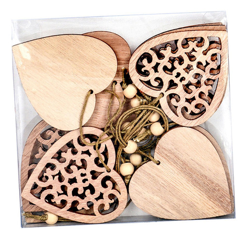6 X 10 Uds. Colgante Hueco De Madera Para En Forma De