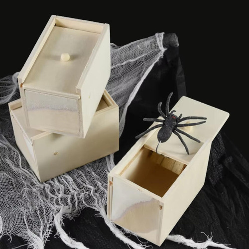 Decoración De Halloween, Araña De Simulación, Caja De Madera