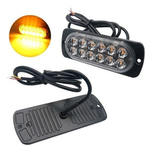 Coche Faro Led Barra Estrobo Luz De Emergencia Ambar 12 Leds