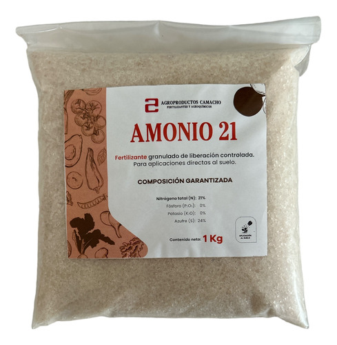 Sulfato De Amonio 1 Kg Hidroponia, Jardin Y Pastos (cesped)