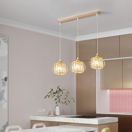 Lámpara Colgante De Cristal De 3 Luces Moderna Ajustable