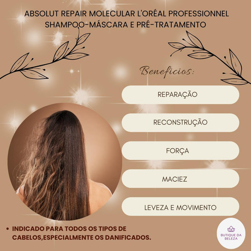 Shampoo Máscara Pré Shampoo Loreal Absolut Repair Molecular