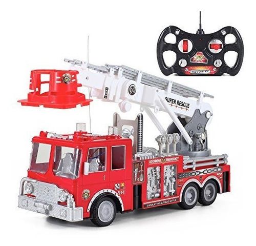 Liberty Imports 13-inch Rc Rescue Fire Engine Truck Remote C 